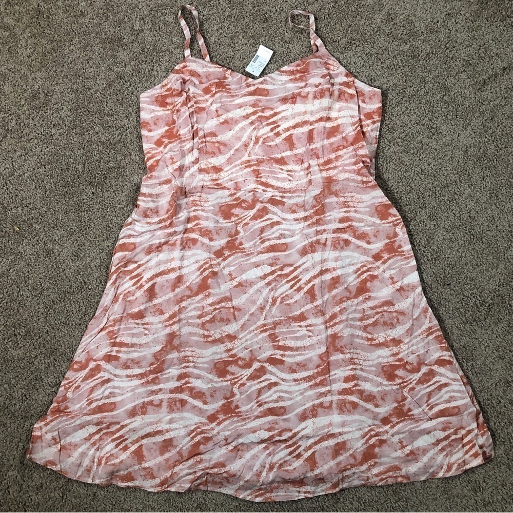 Maurice’s Animal Print Coral/White Zebra Stripe Spaghetti Strap Skater Dress 1X - Picture 6 of 14